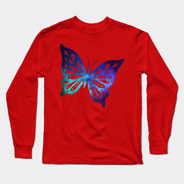 Galactic Butterfly Long Sleeve T-Shirt by Golden Eagle Design Studio